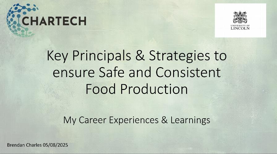 A new challange this week , read further to find out more This week started with something completely different and new for me. Charlotte and Paul at the National Centre for Food Manufacturing (NCFM) University of Lincoln asked me to spend some time with forty or so industry students talking about my experiences and learnings through my career in relation to key principals and strategies to ensure safe and consistent food production